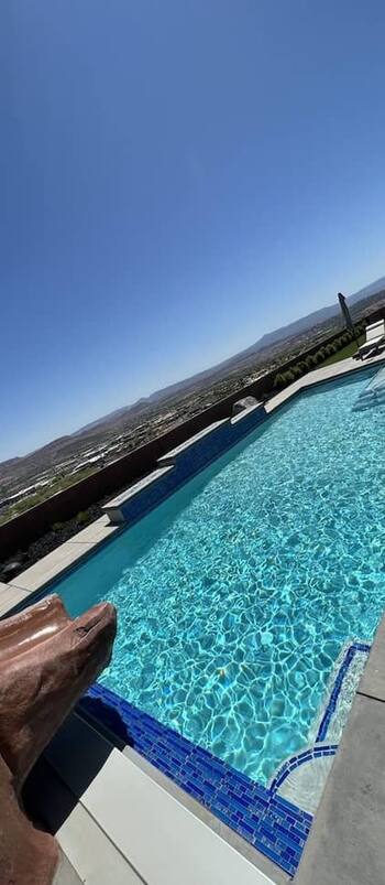 Tall view of a clear residential pool
