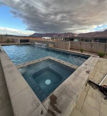 Pool deck and waterline after cleaning