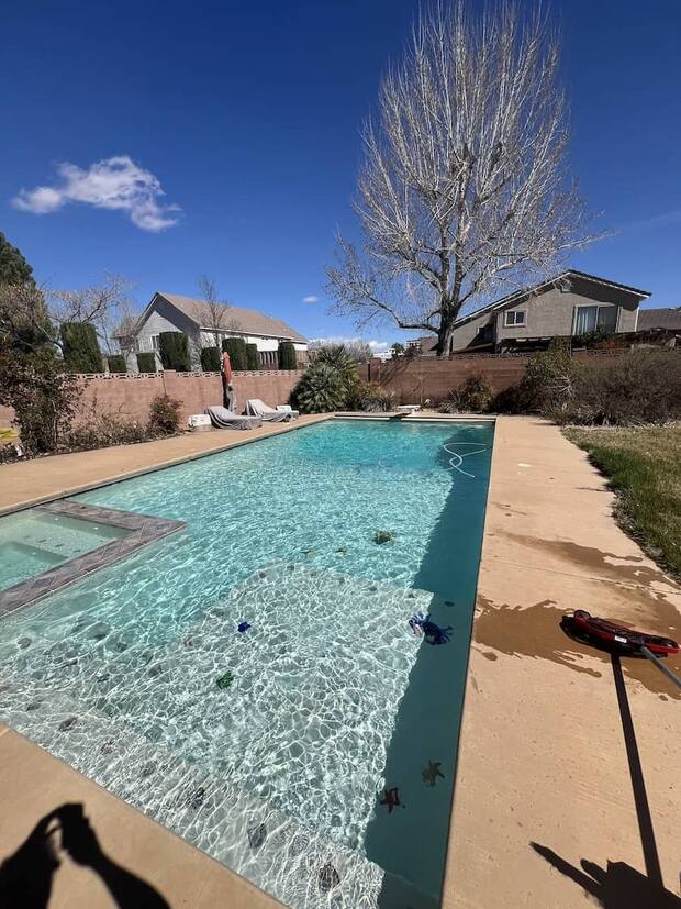 Pristine pool water after full-service maintenance