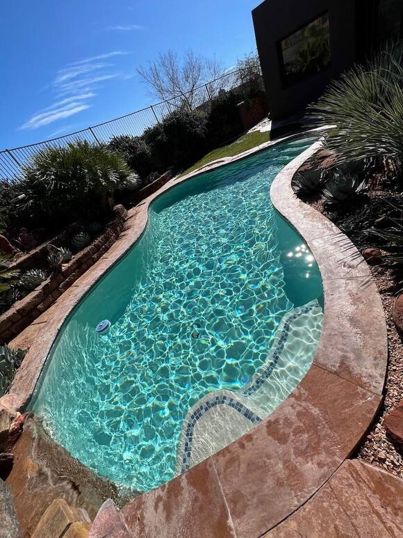 Backyard pool cleaned and serviced by The Pool Medic
