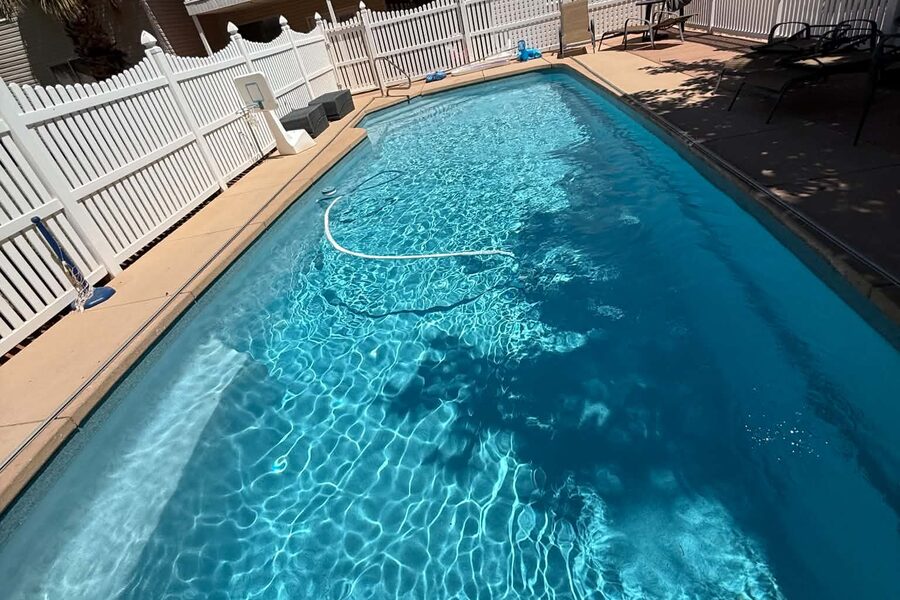 Crystal clear pool after service by The Pool Medic
