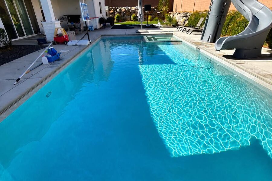 Crystal clear pool after service by The Pool Medic